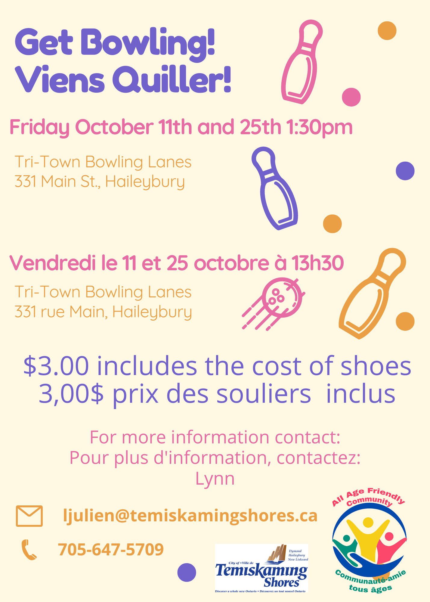 All Age Friendly October Bowling Schedule