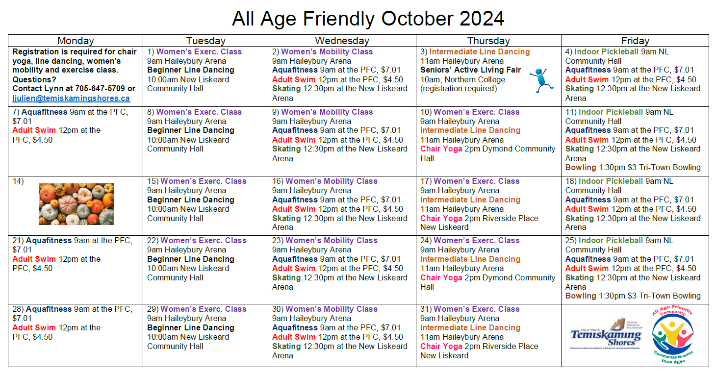 All Age Friendly October Calendar