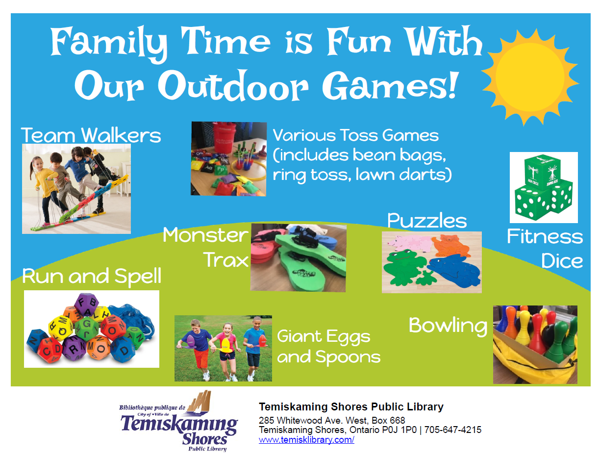 poster of outdoor games at the library